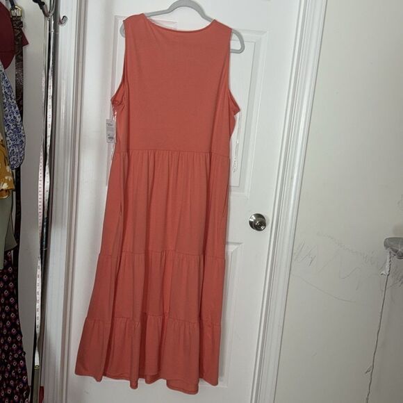 Croft & Barrow plus size women’s Eyelet style v neck tiered Midi Dress 0X EUC - Picture 10 of 12